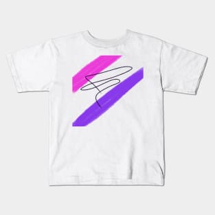 Pink Purple abstract black watercolor art Kids T-Shirt